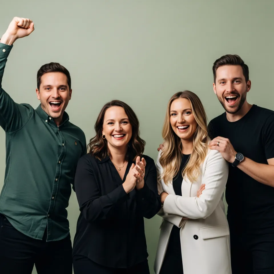 Equipo diverso en ambiente cercano